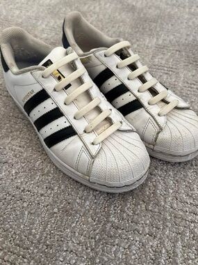 adidas White & Black Superstar Low-Top Sneakers